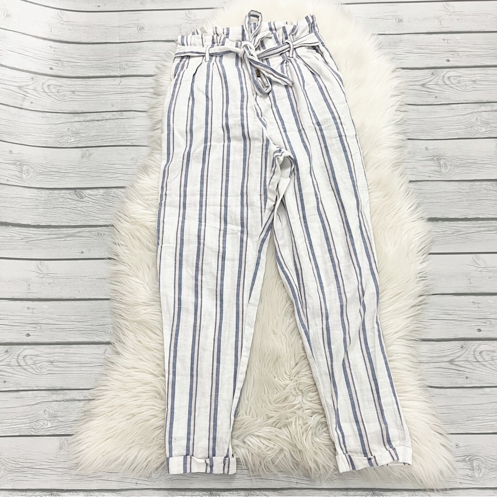 Hot Kiss Striped Paper Bag Pants